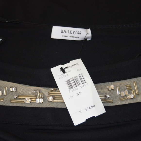 🆕🏷️ Bailey 44 Beaded Mesh Black Reflective Top Size XS - Picture 7 of 9